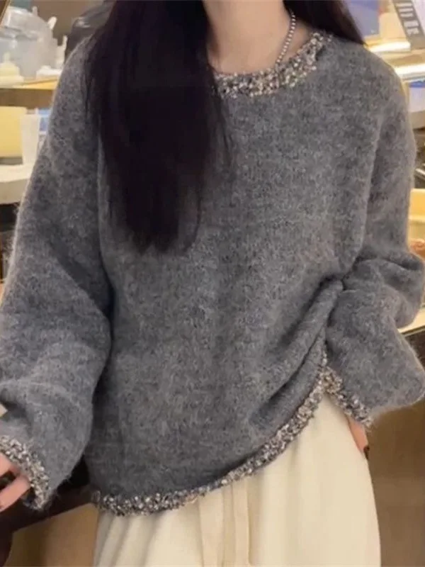 

ay Loose Long Sve Knitted Sweater Women's Autumn Winter Casual Sle Slimming Base Layer irt Unique Exquisite Top