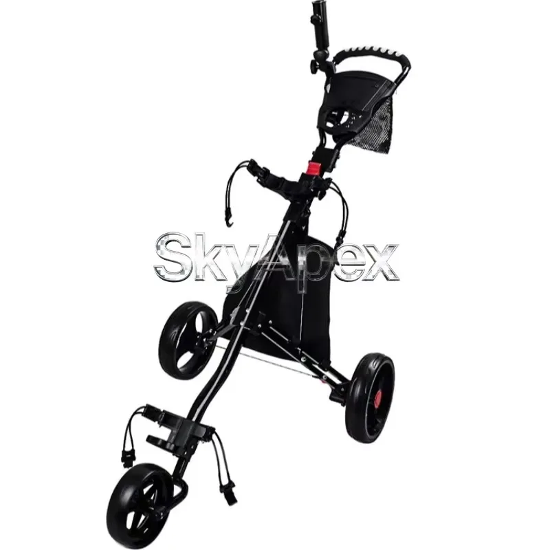 Aluminum Golf Trolley Durable Lightweight Foldable Three Wheels Easy To Shift For Course And Achieve Space Saving Indoor Storage