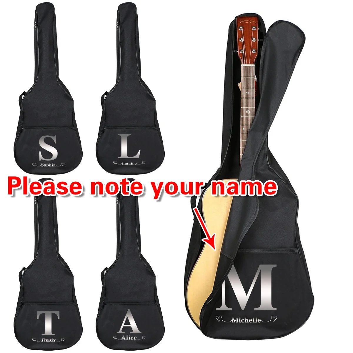Personalized Customized Name Guitar Bag 36-41inch Adjustable Shoulder Strap Zipper Backpack Dustproof Instrument Storage Bags