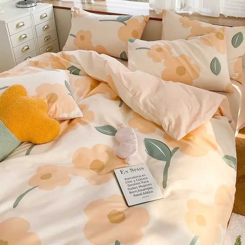 الأزهار منقوشة أغطية لحاف السرير الرعوية الحلو مريحة غرفة نوم الفراش المنسوجات المنزلية Ins الطلاب الفتيات غطاء لحاف الملكة الحجم #6