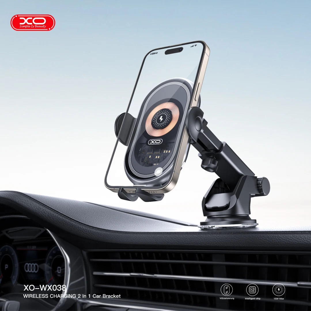 

Car Mounted Wireless Charger transparen Car wireless charging 15W holder equipped with suction cup bracket and air outlet brac