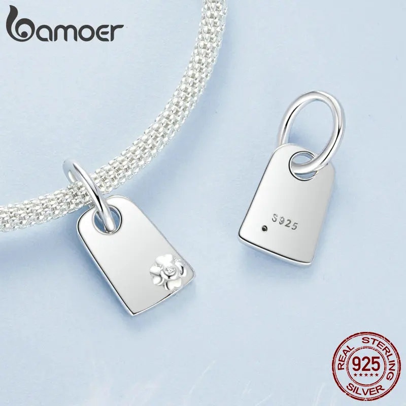 BAMOER Solid 925 Sterling Silver Board Charm Beads fit Original Bracelet & Necklaces Jewelry DIY 925 Bamoer Pendant BSC1052