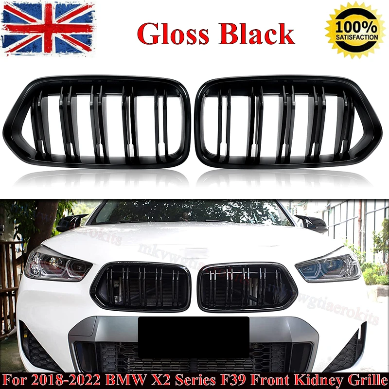

Высококачественная передняя решетка из АБС-пластика для стайлинга автомобилей, двойная решетка для BMW X2 F392018-2023, гоночные грили, глянцевый черный магит