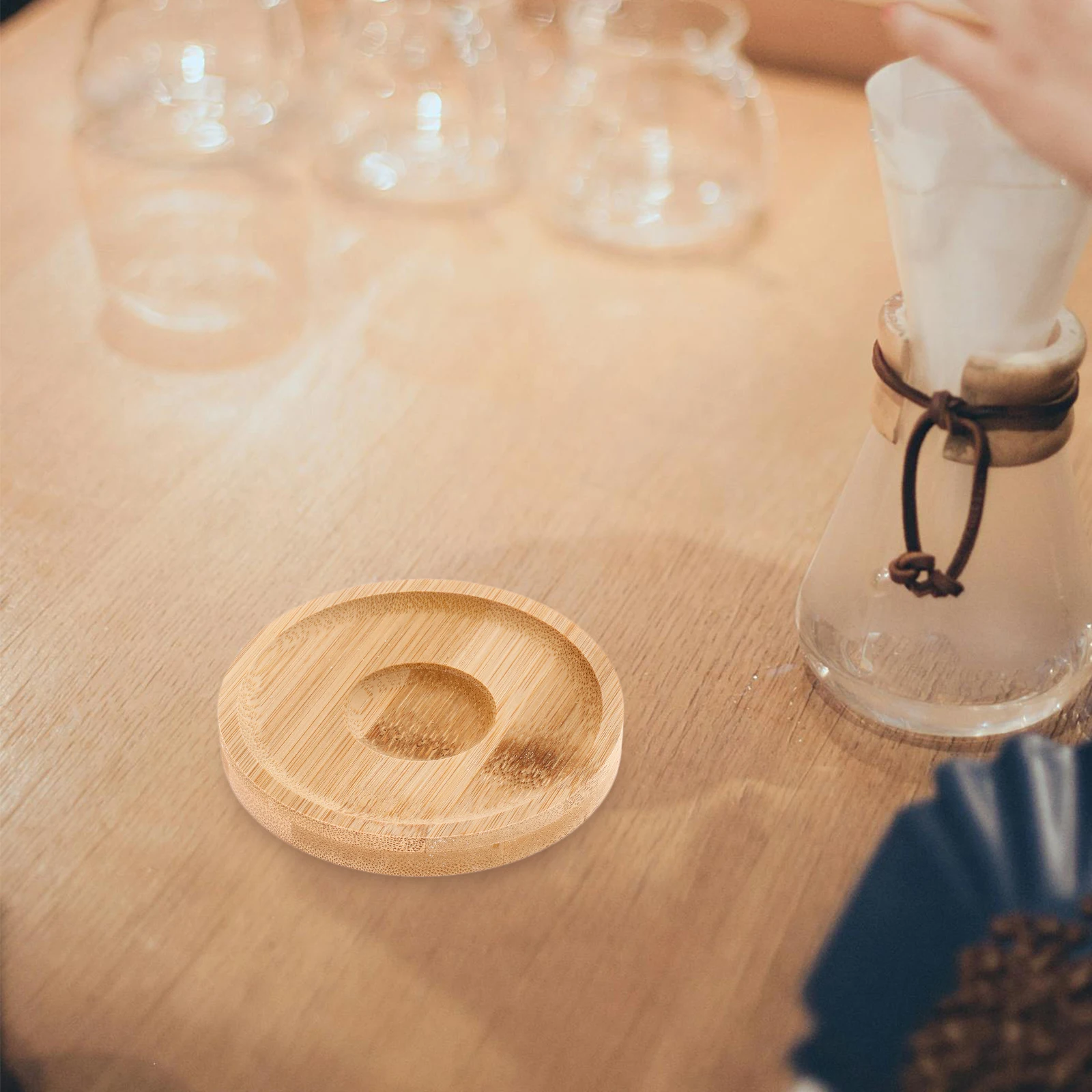 

2pcs Rotating Whiskey Glasses Bamboo Bases Bamboo Coasters for Whiskey Wine Round Rotation Whiskey Glasses Coasters for Bar Home