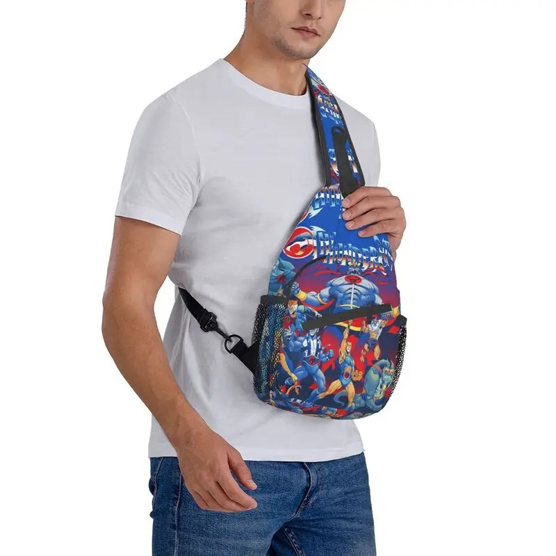 Kustom Thundercats tas selempang pria keren HiMan cheetah bahu selempang ransel dada bepergian Daypack