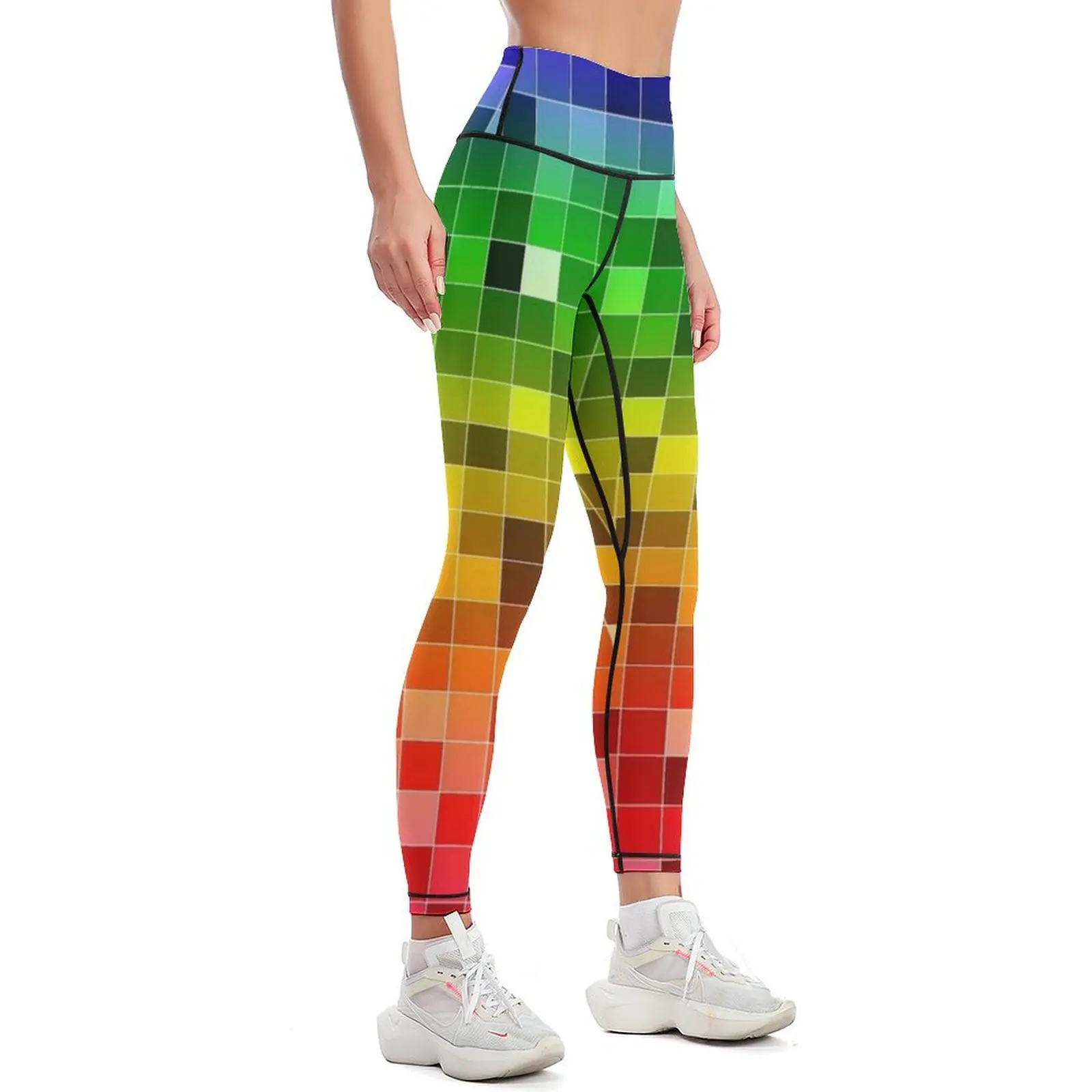 Rainbow Geometric Squares Leggings Female legging pants high waist Womens Leggings
