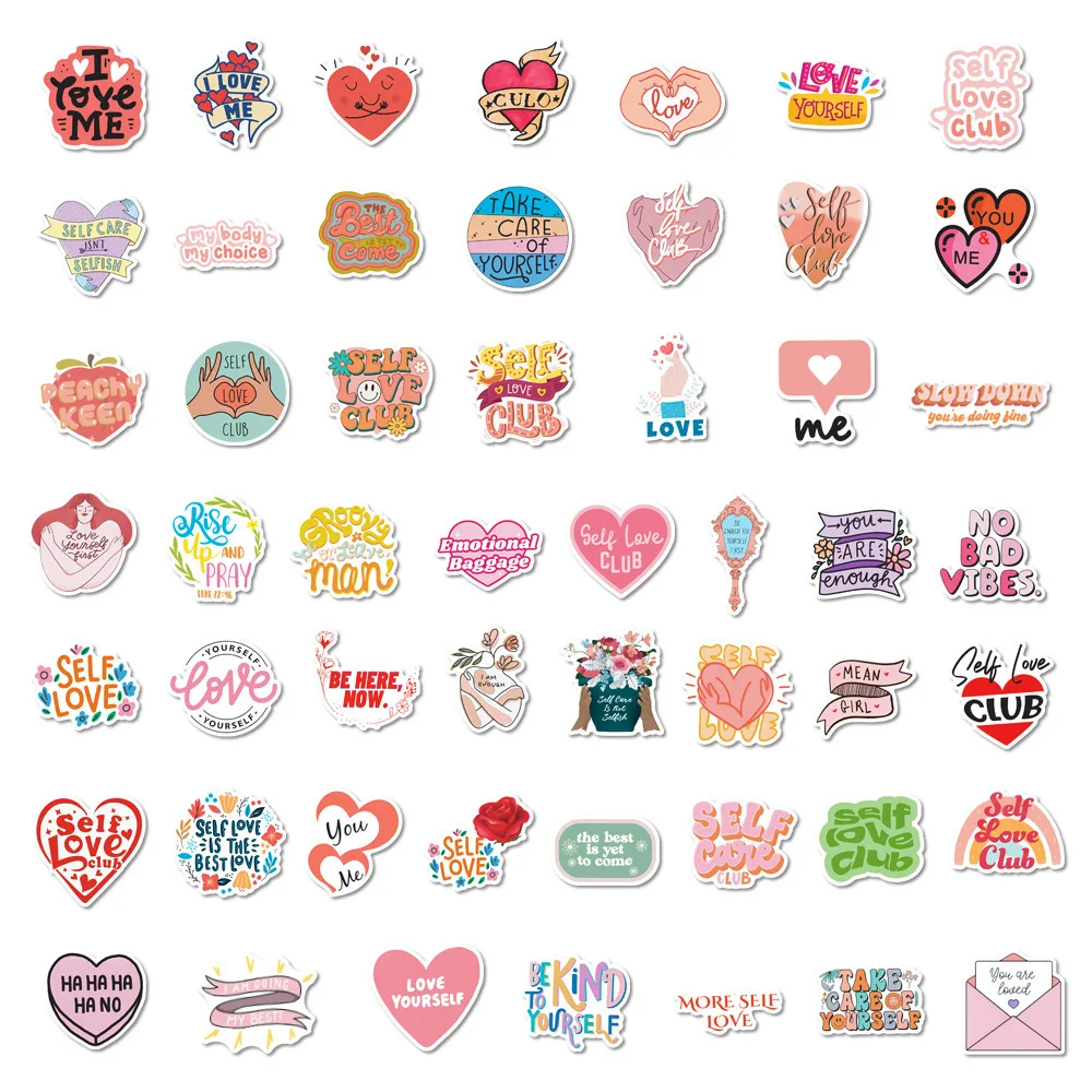 10/50pcs Cute Self Love Inspirational Words Stickers Graffiti Motivational Quotes for Adults Laptop Phone Bottle Luggage Sticker