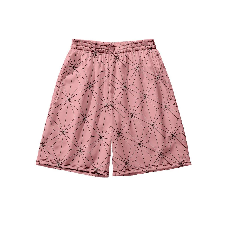 Zomer Strand Short Met Zak Voor Mannen, Anime 3d Print Kostuum, Kamado Tanjirou, Harajuku Joggingbroek 2024