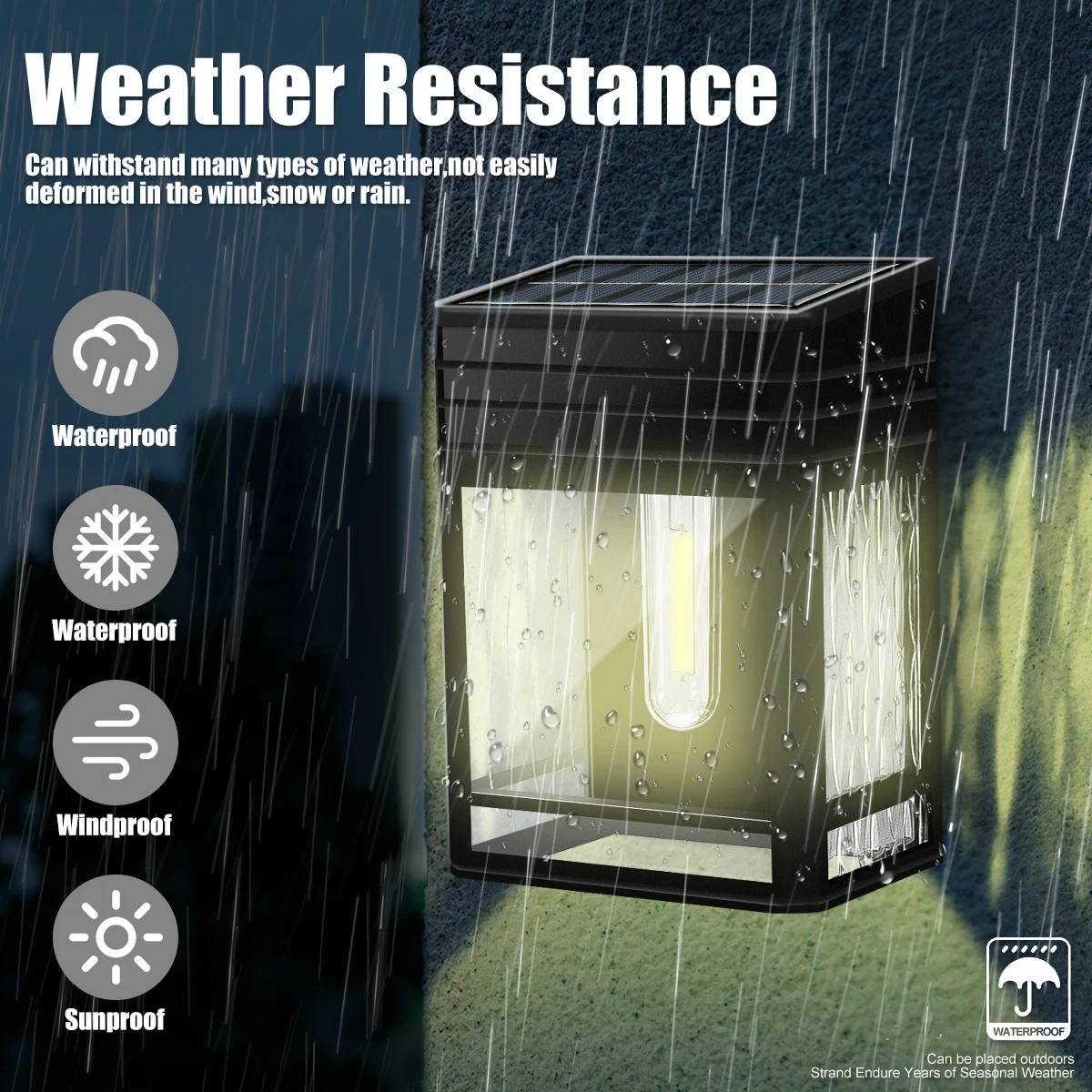 2PC Solar Wall Lights Outdoor IP65 Waterproof Garden Light for Porch Fence Shed Patio Crackle Lampshade with Warm Tungsten Bulb