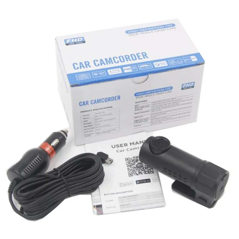 KL201 24시간 차량용 DVR 카메라 블랙박스 야간 투시 WiFi 지원 안드로이드 iOS 스마트폰용 무료 배송