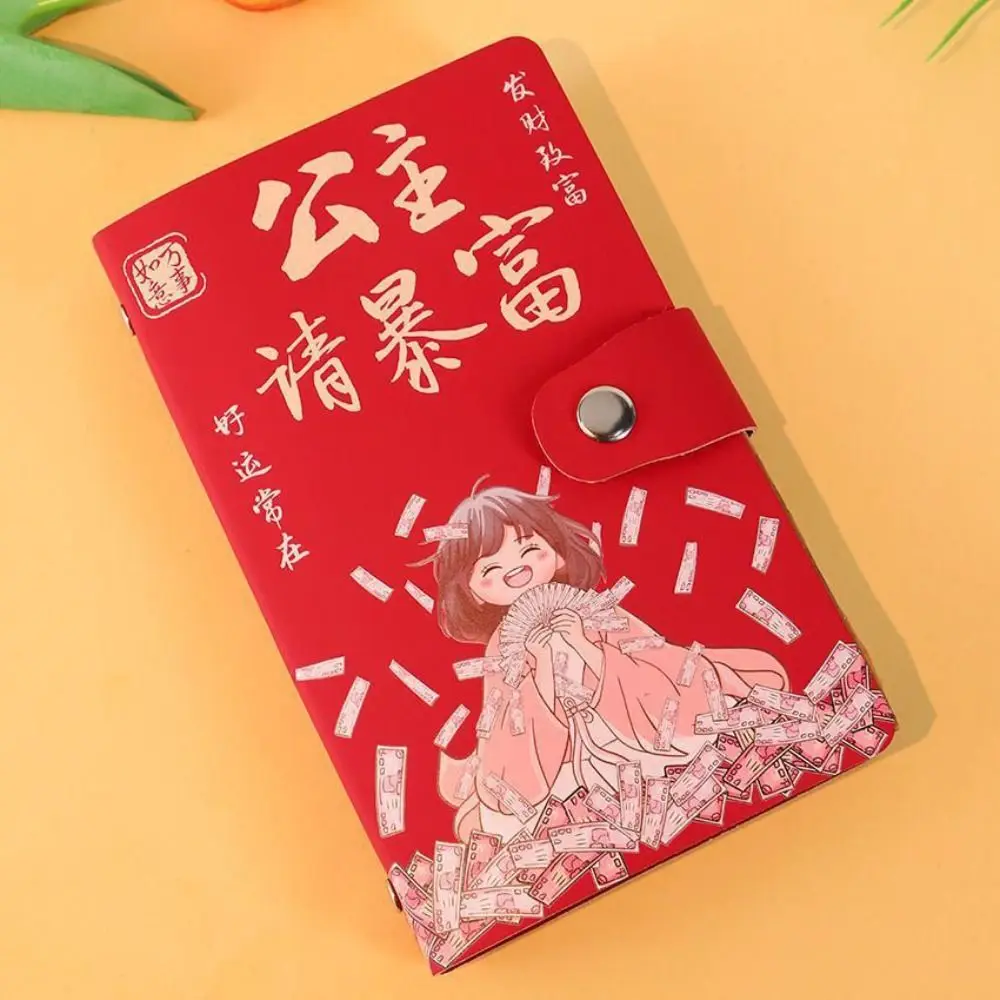 Cartoon Letter 100 Envelope Challenge Binder PU Leather Wallet Storage Cash Budget Notebook 50 Sheets Cash Envelopes