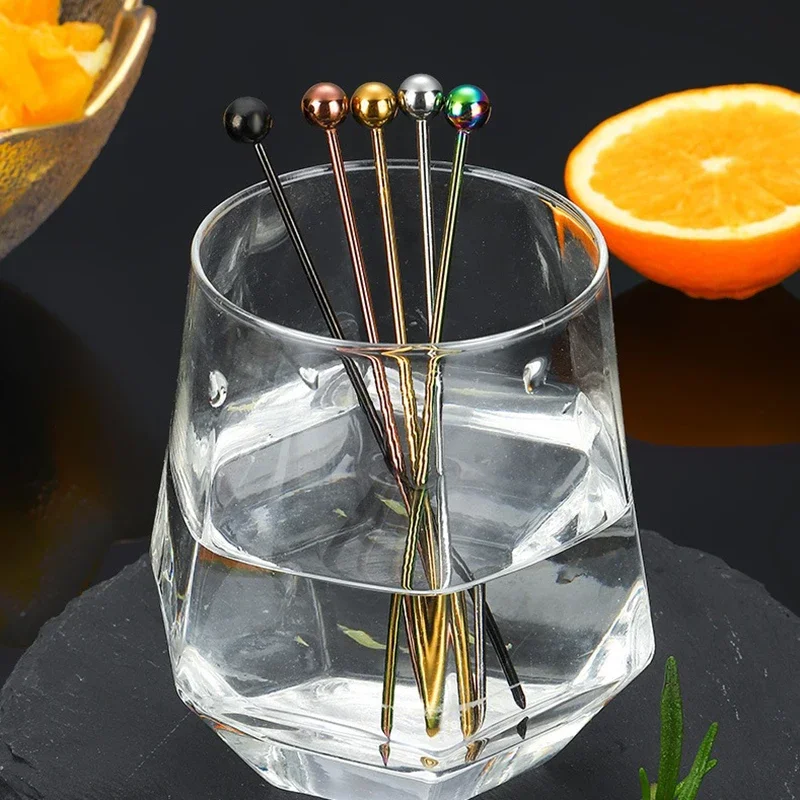

1pc Wine Needle Cocktail Picks Stick Stainless Steel Fruit Pick Creative Reusable Metal Cocktail Skewers Olives Appetizers Tools