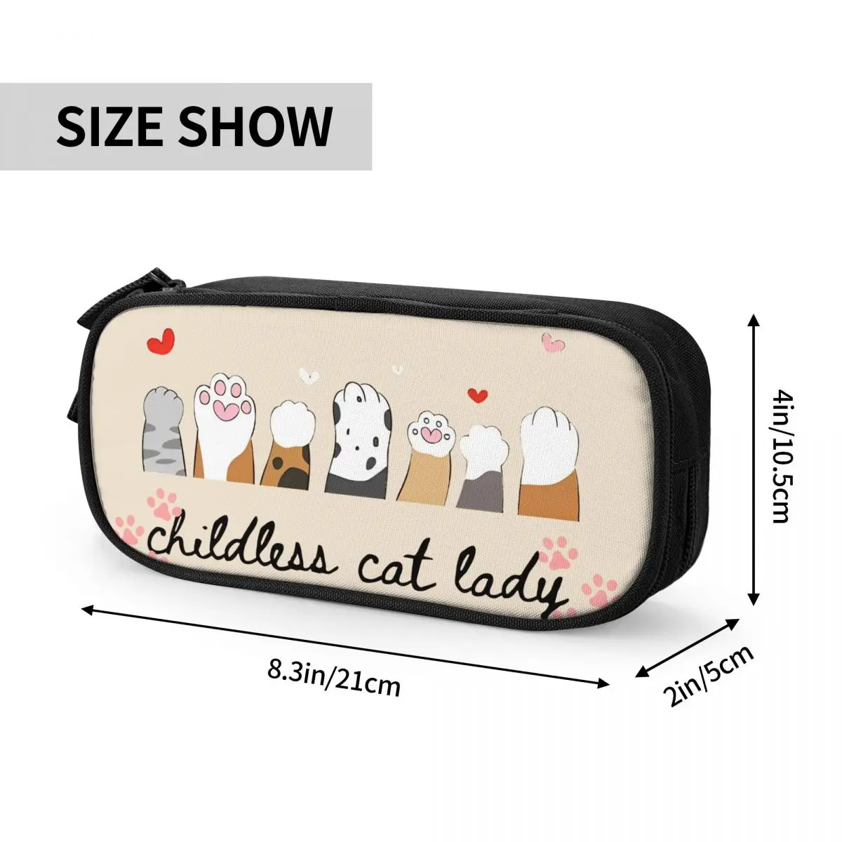 Lovely Childless Cat Lady Pencil Cases Pencil Pouch Pen for Girls Boys Big Capacity Bag School Supplies Cosmetic Stationery