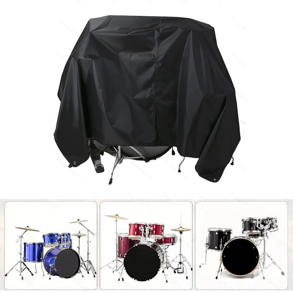 Large 275x200cm Black Drum Kit Cover 210D Oxford Fabric Waterproof Windproof With Weighted Corners For Outdoor Garden Storage
