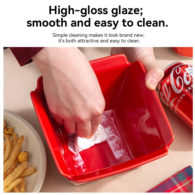 Coca Cola Ceramic Bowl Fruit Bowl Cafe Snack Basket Popcorn French Chips Bowl Microwave Safe for Tableware Christmas Gift view 5