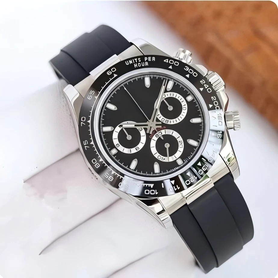 Luxury Panda Daytona Series Fully Automatic Mechanical Stainless Steel Ceramic Ring Waterproof Luminous Steel Band Men\'s Watch