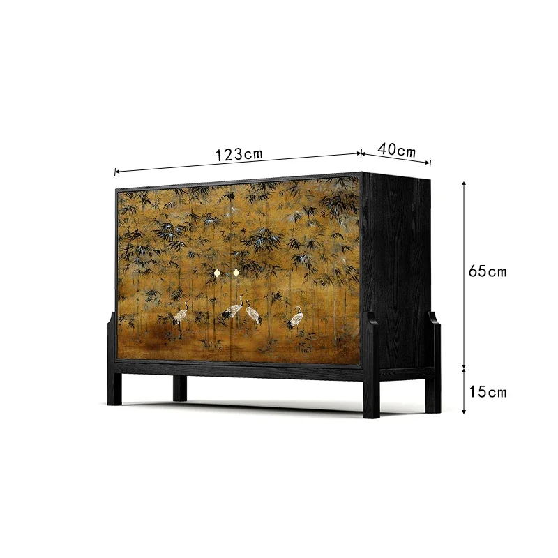 Custom Pattern Painted Cabinet Door Stereo Relief Solid Wood Storage Cabinet Living Room Furniture