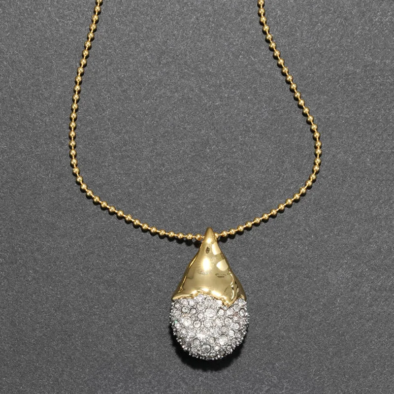 Fashion Design Full Diamond Gold Silver Pendant Necklace Woman Europe Art Jewelry Accessories