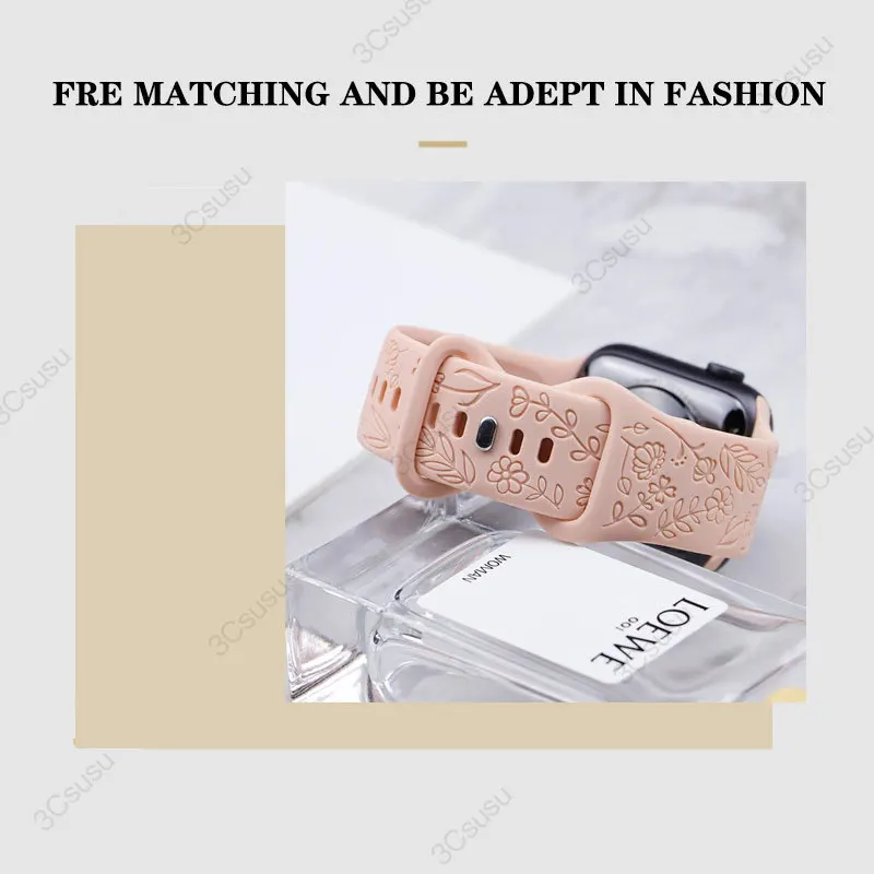 18mm 20mm 22mm Rose engrave Band for Samsung Galaxy Watch 654 40mm 44mm Gear S3 Silicone Cute Strap Classic 43mm 45mm Active 2