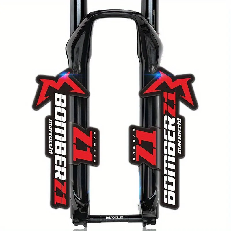 2 Stück 2D Flache Marzocchi BOMBER Wasserdichte Vinyl-Aufkleber DIY-Dekorationen für Mountainbike Motorrad Vordergabel Auto-Stoßstange Dekor