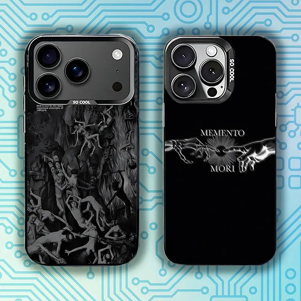 

M-Memento Mori Phone Case For iPhone 17,16,15,14,13,12,11,Pro,Max,Plus,E,Air,Mini Black Tpu Cover