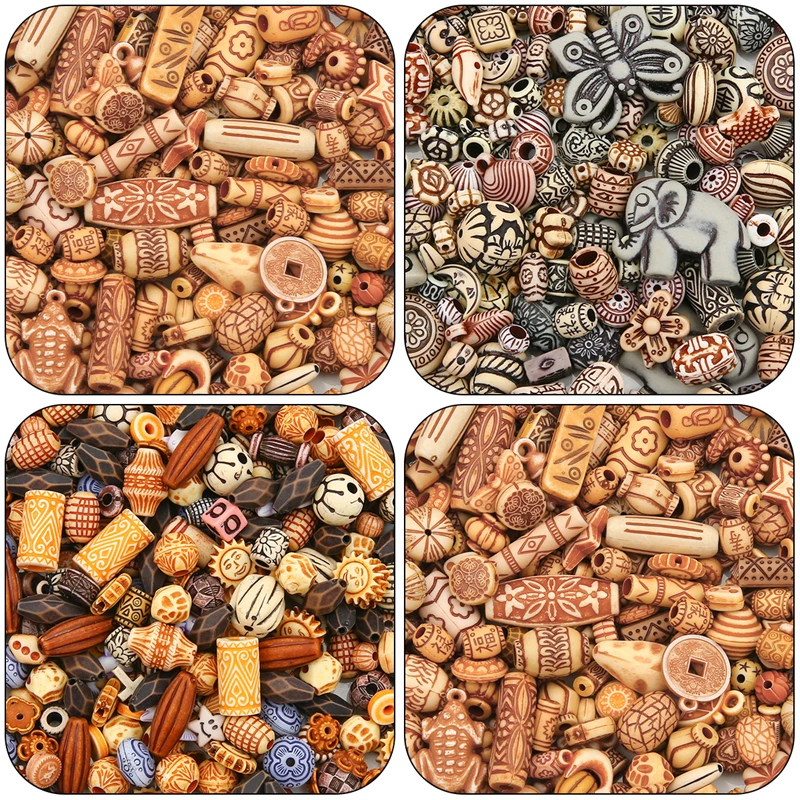 Perles acryliques rétro mélangées de 30g pour la fabrication de bijoux, colliers, bracelets, breloques, boucles d'oreilles, sangles de téléphone portable, accessoires faits à la main