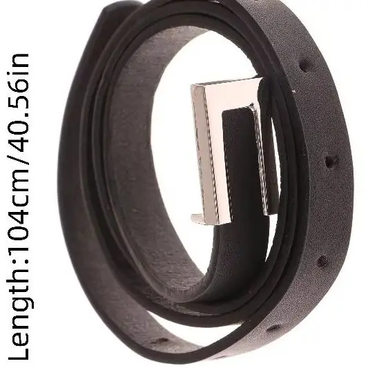 女性薄型ベルトブラックゴールドシルバーメタルバックルベルト PU カジュアルレザーウエストベルトズボンドレス装飾ウエストバンド