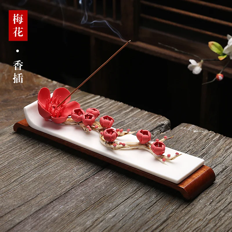 Handmade Creative Indoor Flower Holder for Offering Buddha Home Use Ceramic Incense Burner Orname