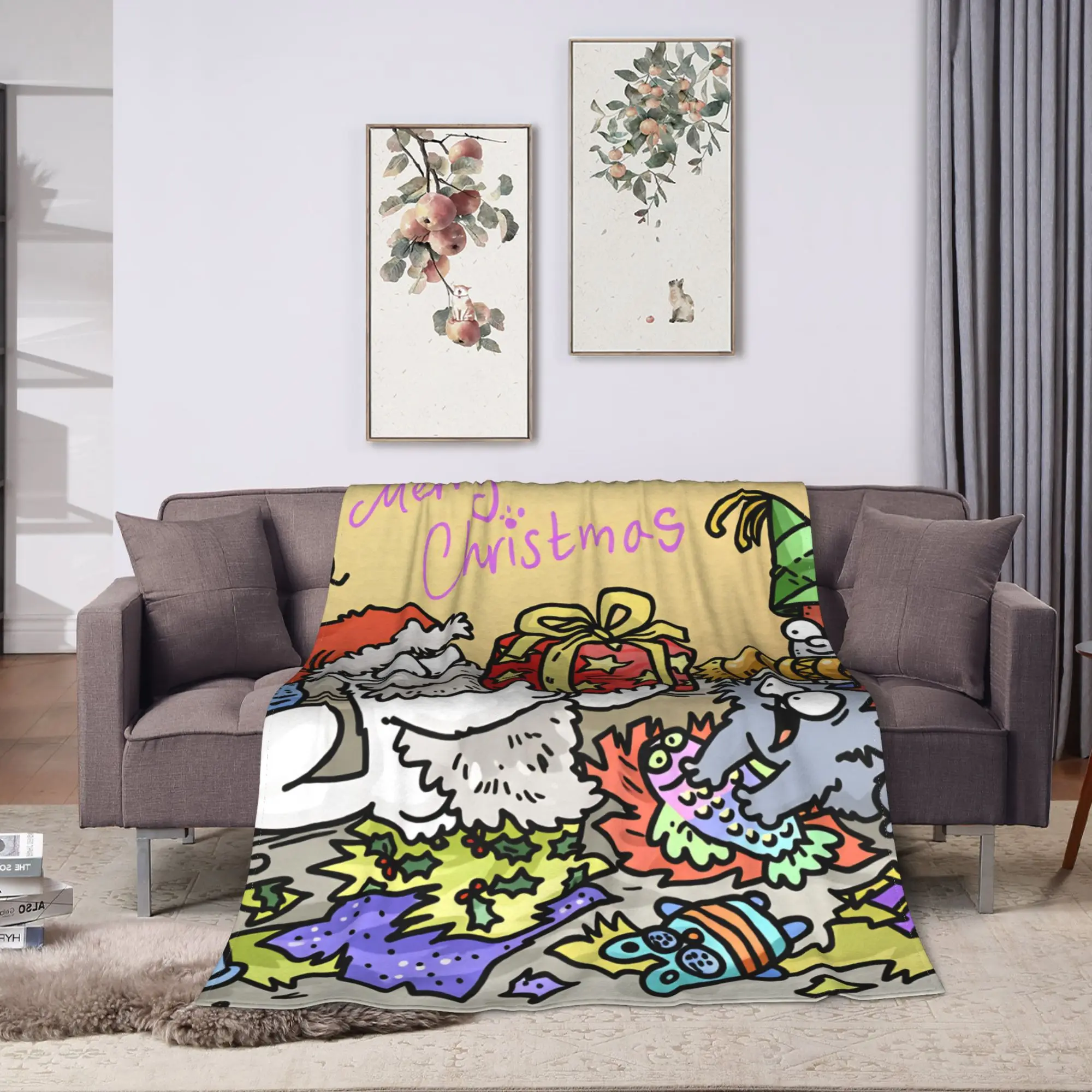Cartoon Simons Cat Blanket Cute Warm Soft Novelty Plush Throw Blanket For Couch Chair Sofa Bed Airplane Travel Bedspread Bed