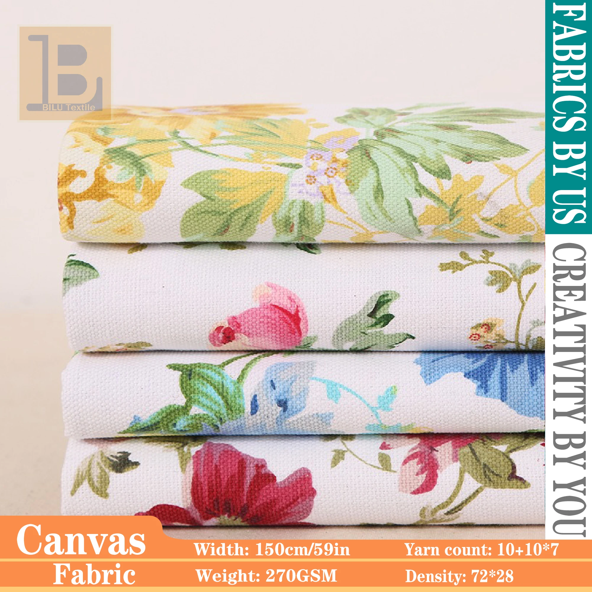 

Толстая холщовая ткань с принтом (полихлопок) — для багажа, столового белья, домашнего декора, квилтинга и шитья (на метр)