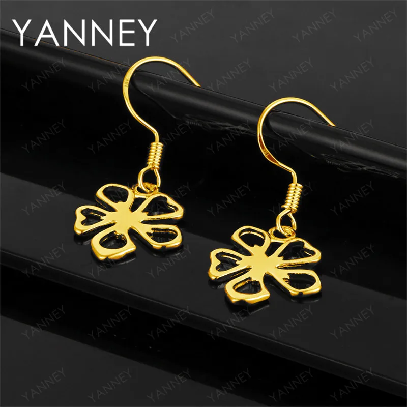 

Fashion 925 sterling silver 18K gold exquisite flower earrings for women engagement jewelry gift accessories