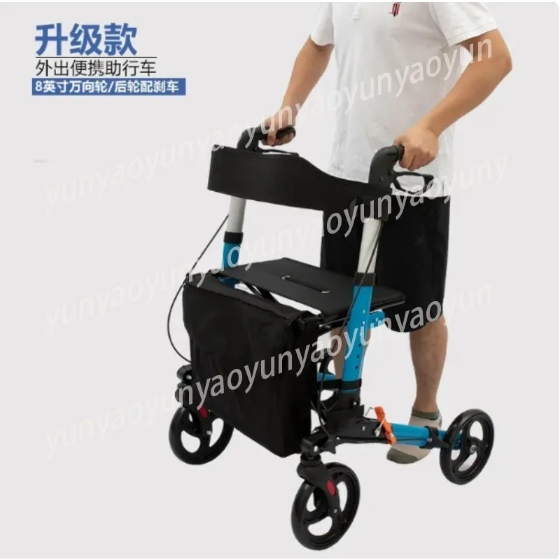 

Легкий алюминиевый складной роллатор-ходунки с тормозом, четырехколесная тележка-скутер для пожилых людей и путешествий