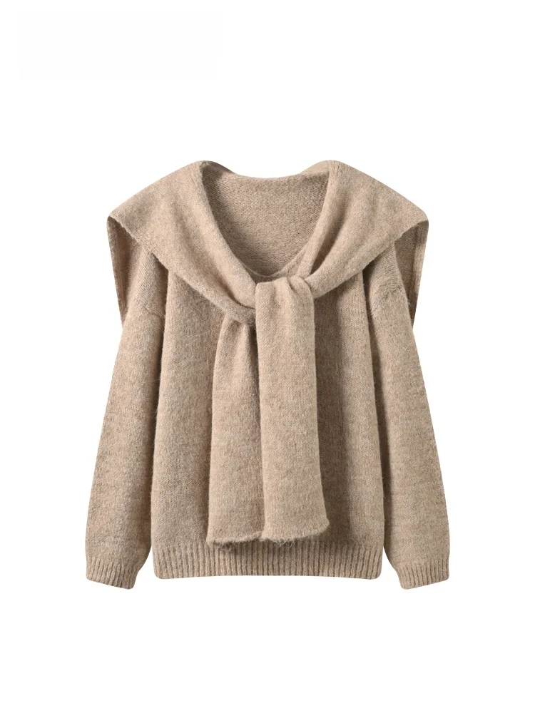 

Женский трикотаж Thiened Long Sve V-Ne больших размеров, повседневный осенний комплект Faion, универсальный комплект из смеси полиэстера и хлопка