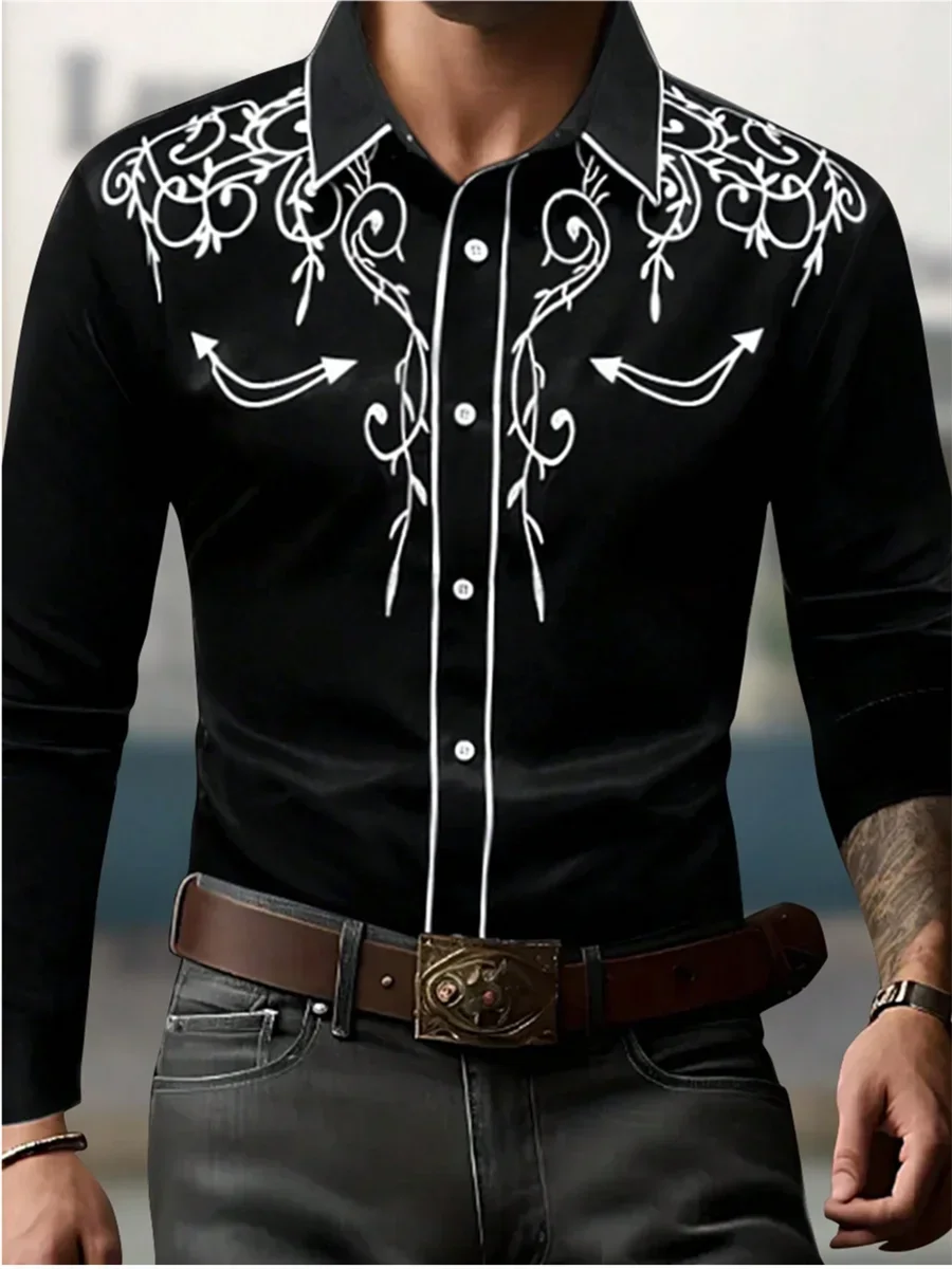 2024 Fashion Lapel Long Sleeve Men\'s Shirt Simple Casual Men\'s Street Dance Shirt European Size 6XL Fast Shipping Printed Shirt