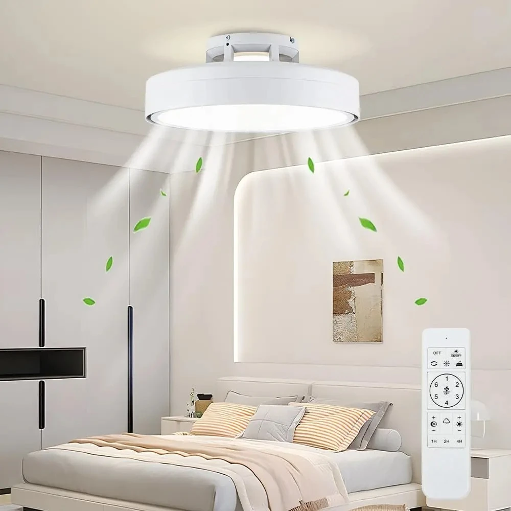 

Modern Bladeless Ceiling Fan with Light for Bedroom Round 50cm Vaneless Ceiling Fans with Remote Control Bladeless Fan Lights