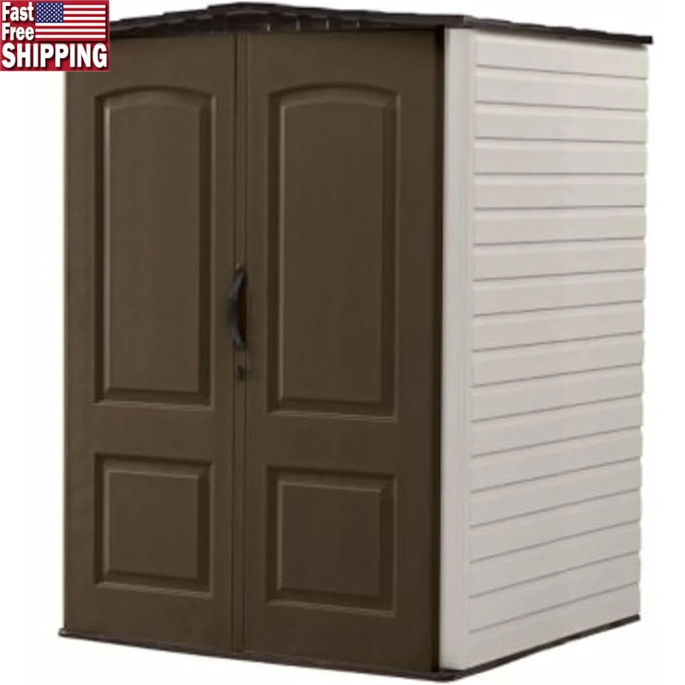 

Medium Vertical Resin Outdoor Storage Shed Weather Resistant Durable Lawn Care Equipment Organization Lockable Assembly Ready
