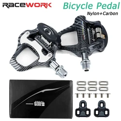 Racework Carbon Pedal Road Bicycle Ultra Light Double Bearings+DU Clipless For Keo Self-Locking Bicycle Professional Pedals