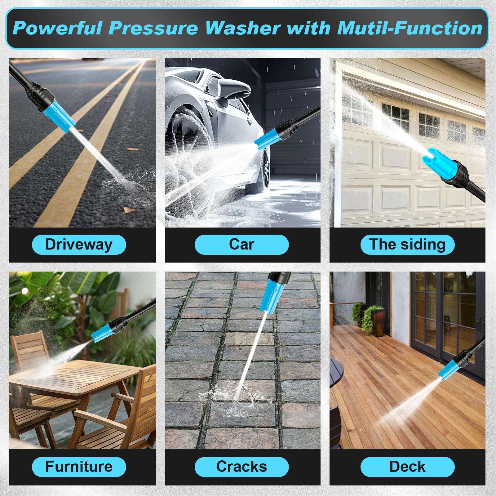 Gisam Electric High Pressure Washer Spray Gun 200Bar 2200W 180° Adjustable Nozzle Car Washer Garden Washing Cleaning Power Tool