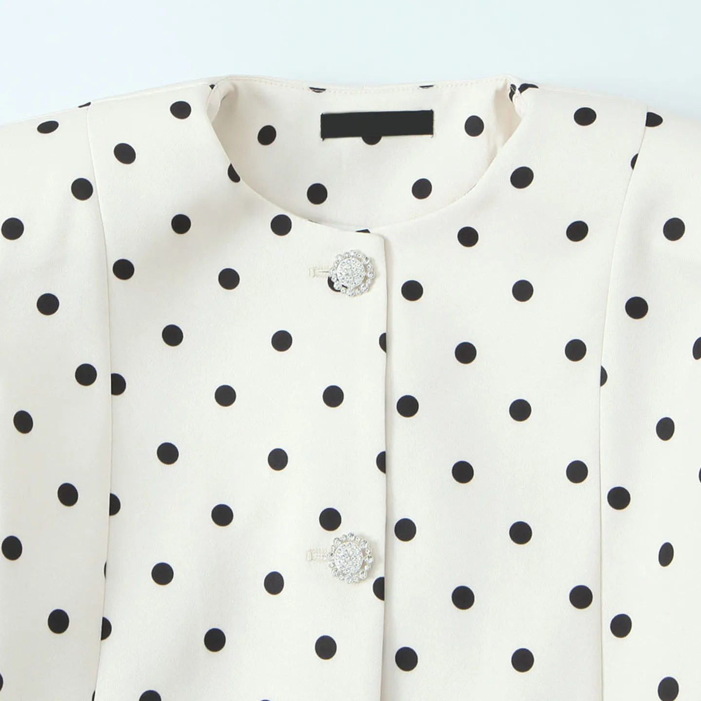 2025 Autumn New Arrival Women's Faion Personali Bla Polka Dot Wide oulder Suit Jaet Commute Sle Long Sve round...