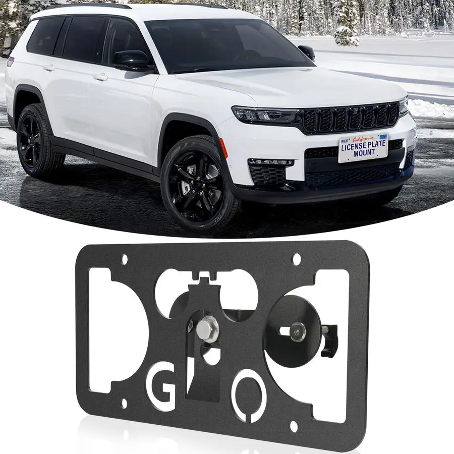 

Bumper Tow Hook License Plate Mount Bracket Compatible with Jeep Grand Cherokee L 4xe WL 20212025, No Drill Plate Holder, Replac