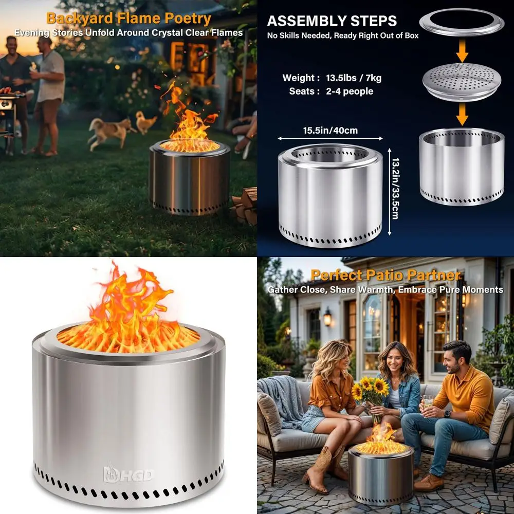 

Уличная дровяная печь-костровище 15 дюймов с камерой вторичного сгорания, идеально подходит для заднего двора, патио, сада, барбекю и костровых вечеринок