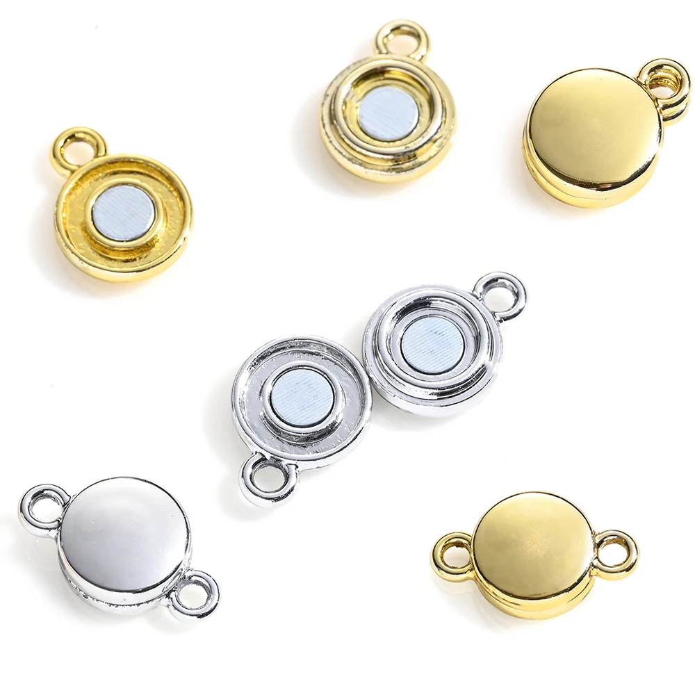 5 Paar magnetische Legierungs-Anhänger mit doppelter runder Schnalle, mit magnetischer Anziehung für die Verbindung von Halsketten und Armbändern. – Detail 1