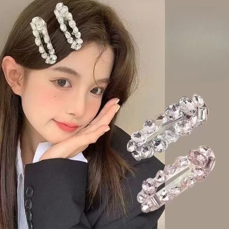 

Shiny Water Diamond Hair Side Clip Women Girls Korean Fashion Sweet Cool Duckbill Clip Forehead Bangs Hairpin Styling Headwear