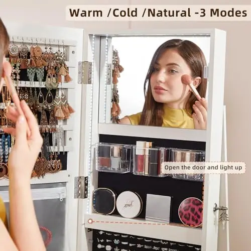 Fluted 360 ° Armario Girator - Full Length Mirror Jewelry Armoire reseña y precio