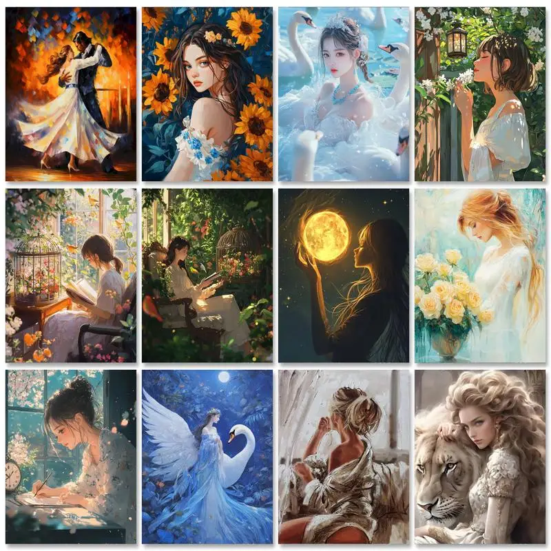 

PhotoCustom 5D DIY Diamond Painting Girl Handicraft Full Square Diamond Embroidery Portrait Diamond Mosaic Woman Needlework Wall