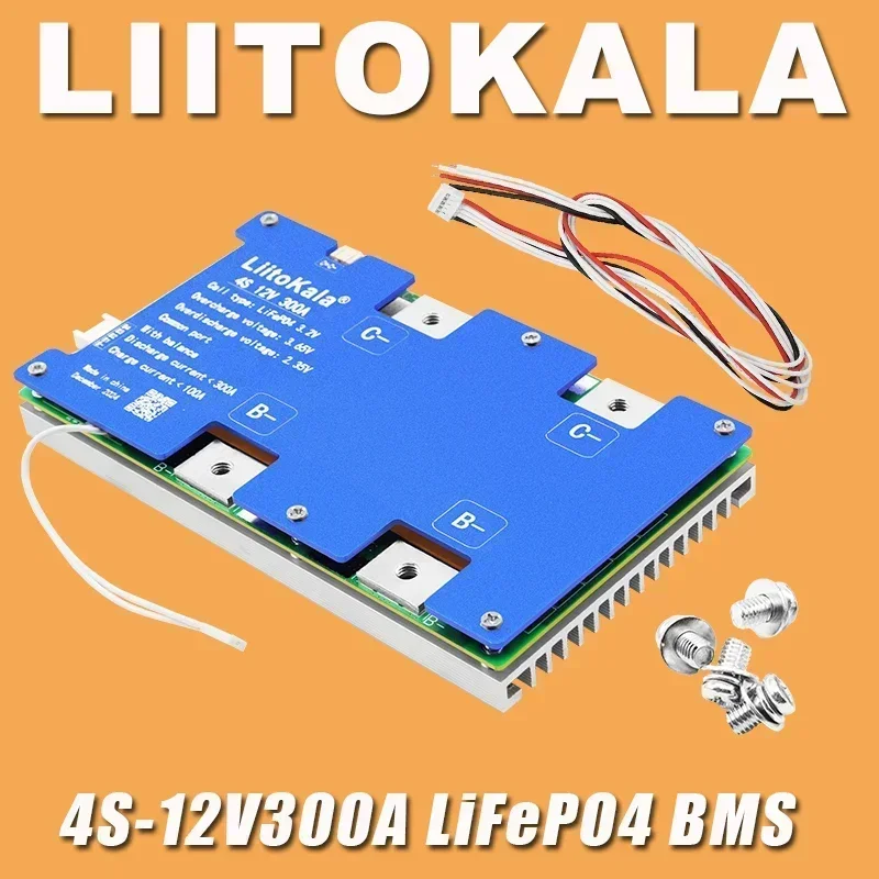 LiitoKala BMS 4S-12V100A 150A 200A 300A Smart BMS Lifepo4 con potenza di avviamento per auto Funzione di bilanciamento passivo di calore serie Uart
