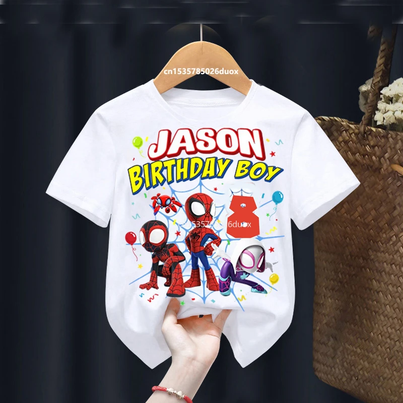 Summer Spidey and His Amazing Friends Birthday Party Birthday Short Sleeve Shirt Spiderman Birthday Boy Personalize Name T-shirt