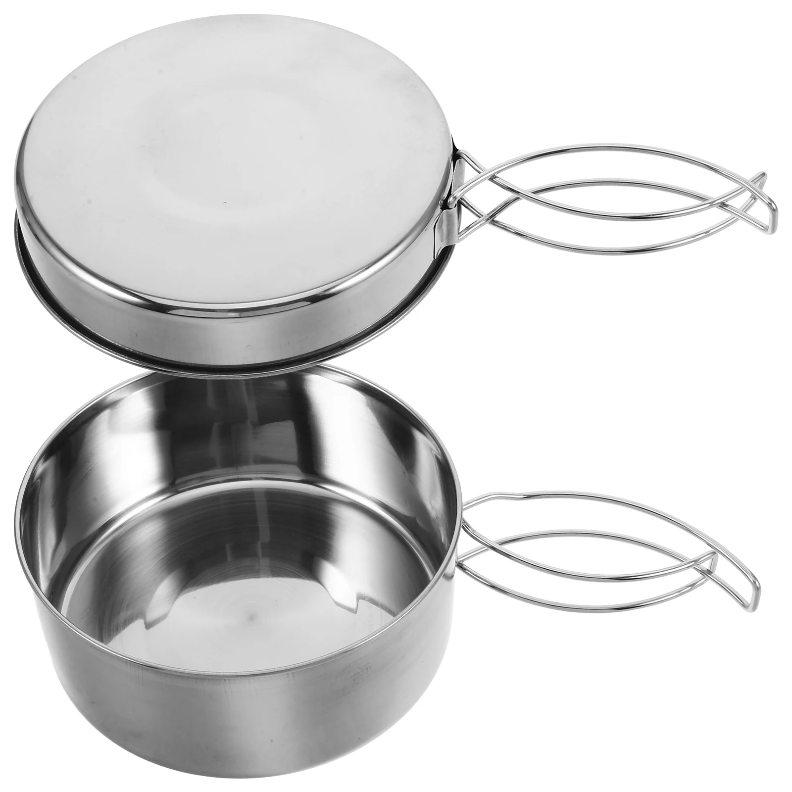 

Stainless Steel Cookware Set Portable Lightweight Camping Picnic Outdoor Cooking Pot Folding Handle Backpacking Hiking