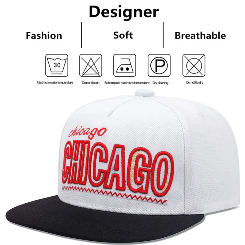 Fashion CHICAGO Letter Embroidery Baseball Hat Men Women Adjustable Hip Hop Snapback Caps Adult Unisex Sunshade Cowboy Hat