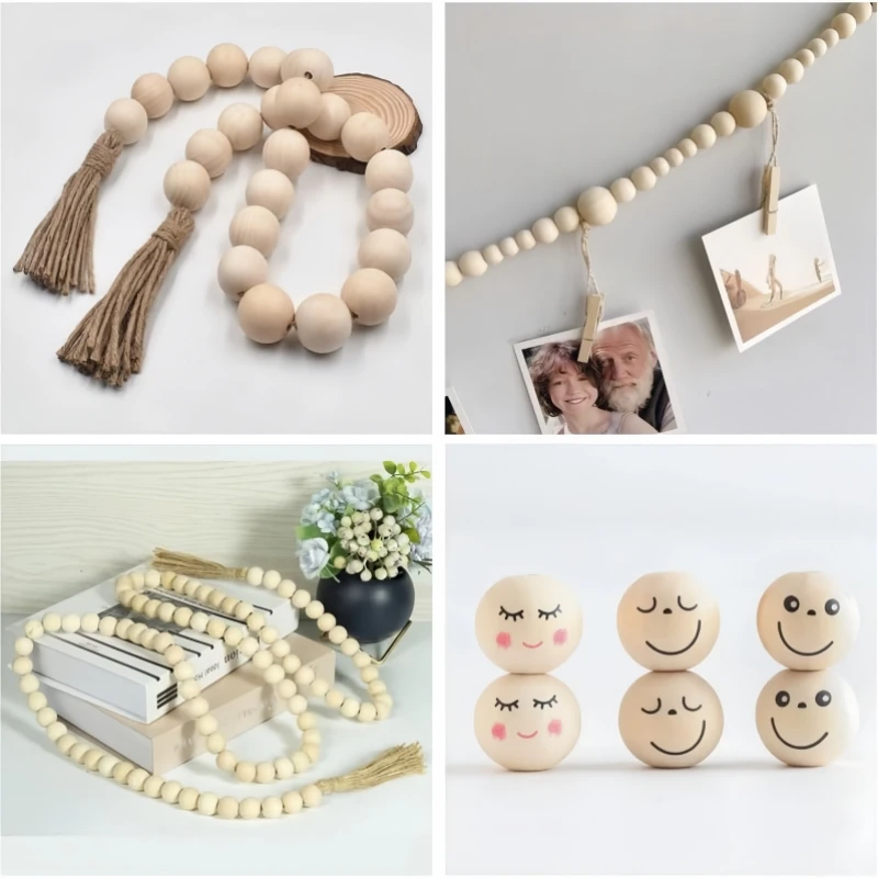6-20mm Naturholzperlen Runde Holzkugeln Lose Perlen für DIY-Bastelarbeiten Ornamentherstellung Handgemachtes Zubehör Heimdekoration – Detail 4